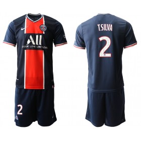 Billige Fotballdrakter Paris Saint-Germain Thiago Silva 2 Barn Hjemmedraktsett 2020/21 Kortermet